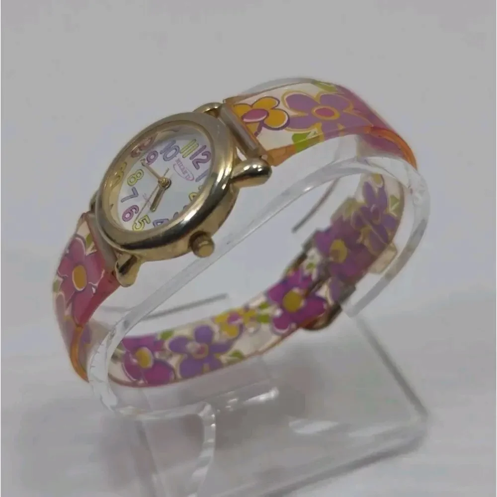 Milan 2 MLKO29 Women's Gold Tone Quartz Watch With Floral Band New Battery W257
